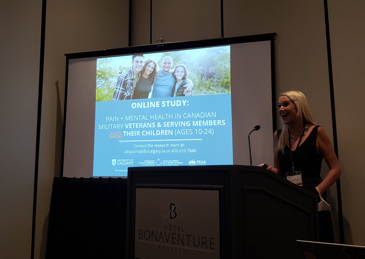 @MelanieNoel introducing her research on intergenerational transmission of chronic pain in children of Veterans. For further information on recruitment, please contact @chronicpainCOE @CanadianPain #CanadianPain22