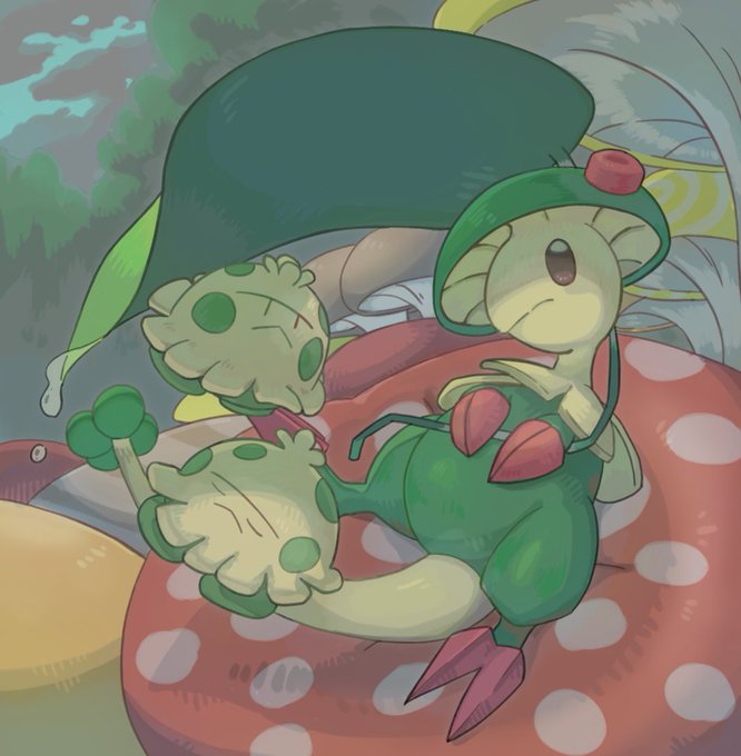 #ポケモンイラスト
通常色のキノガッサももちろん好きだよ☺️という絵 