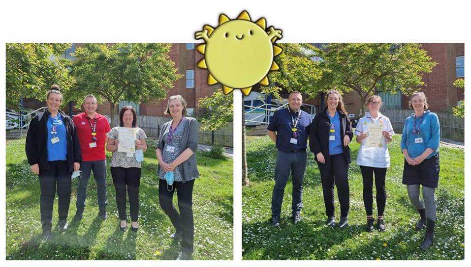 TSDFT_AHPs's tweet photo. Well done to the first winners of Torbay Ray awards. These are for people in Radiology who go above and beyond on a daily basis. Each winner will recieve a certificate and a sunshine badge.  Congratulations Jo and Rebecca 👏👏 @Rebecca_Stride_ https://t.co/CgO86rfygy