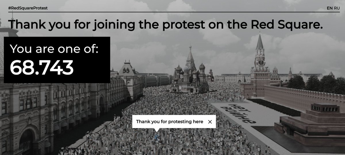 Luisamneubauer's tweet photo. ⚡️ Seit Freitag findet in Moskau ein virtueller Protest statt - der einzige, den Putin nicht verbieten kann. Der #RedSquareProtest ist von der russischen Menschenrechtsorganisation Memorial initiiert. Hier kann man dazu kommen: https://t.co/gLQCl71OKP https://t.co/1mD7XV5BuG