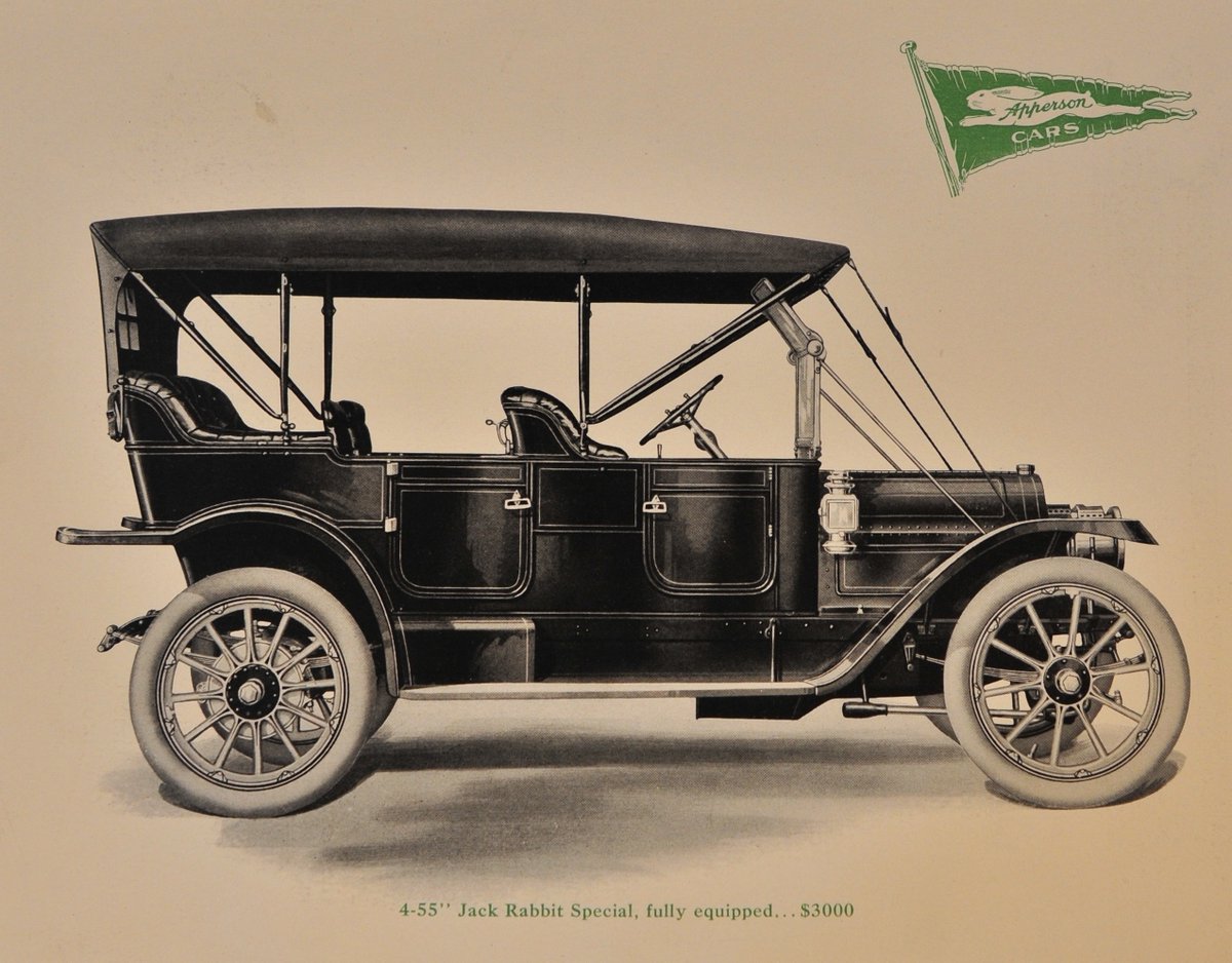This image of an Apperson 4-55 Jack Rabbit is from a sales brochure dated 1914. Don’t miss Mr. Kingston’s Car Show on June 10th and 11th to see more of this brochure and other wonderful cars that the Apperson Bros. Automobile Company produced.