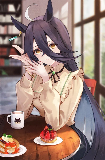 マンハッタンカフェ ☕️🥞🍰
#ウマ娘 
#スペシャルウィーク 