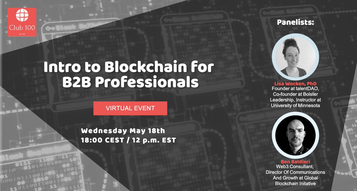 BujnaCsaba's tweet photo. Interested to learn a little bit about Blockchain? Panel discussion with Q&amp;A for all levels, join us on May 18th! 
Sign up here> https://t.co/jSt5zuo032 #blockchain #web3community https://t.co/7ATzXkabBK