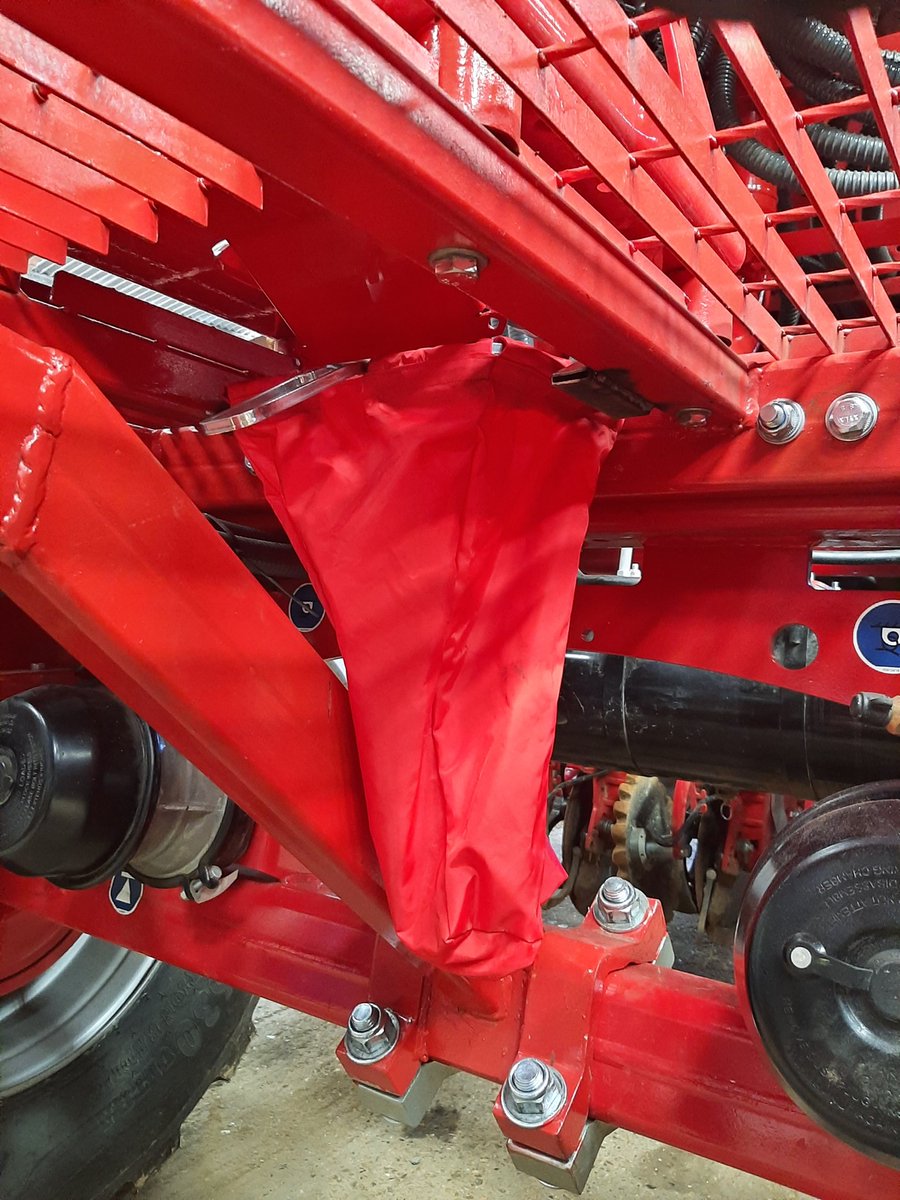 StuartTab's tweet photo. New drill delivered, first thing to do is modify it #makeitbetter  somewhere for the calibration bag now #FarmLife #drill #modified https://t.co/yRWzqFEU2X