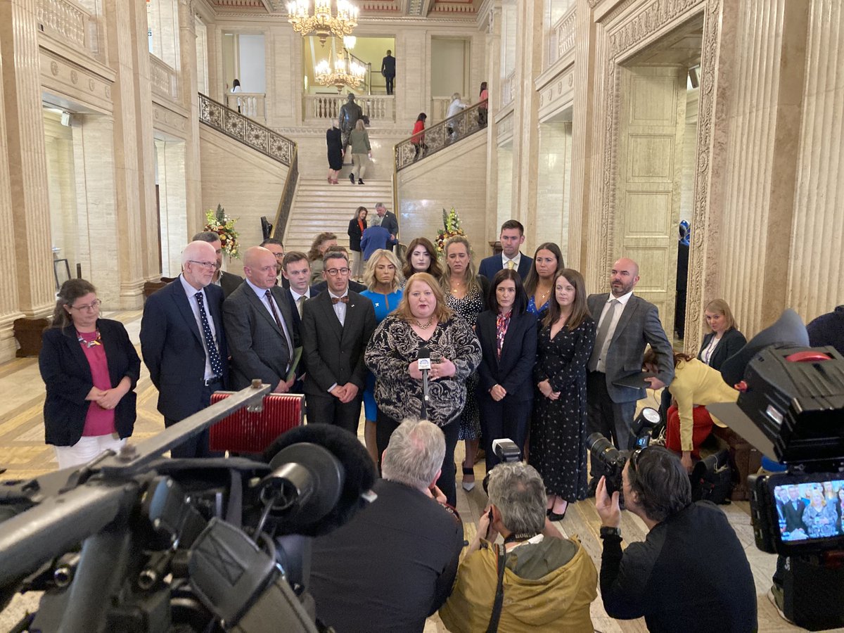 endamcclafferty's tweet photo. .⁦@Naomi_long⁩ says it is a “shameful” day for the DUP who came to Stormont to take their salaries  at a time when families are struggling to pay bills https://t.co/9bL1R1qPfv