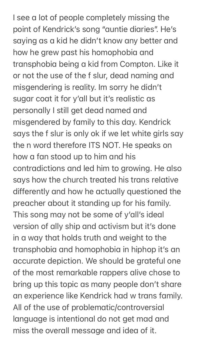 My thoughts on Kendrick Lamar’s “auntie diaries” as a trans woman myself