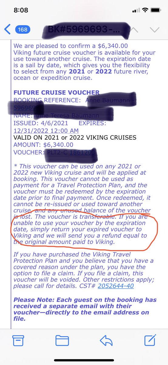 Since ⁦<a href="/VikingCruises/">Viking</a>⁩ won’t extend the deadline to use our travel vouchers (in spite of their not operating for an entire year) &amp; since they won’t answer my request to interpret the text in the email, I wonder if any colleagues would offer their interpretation?