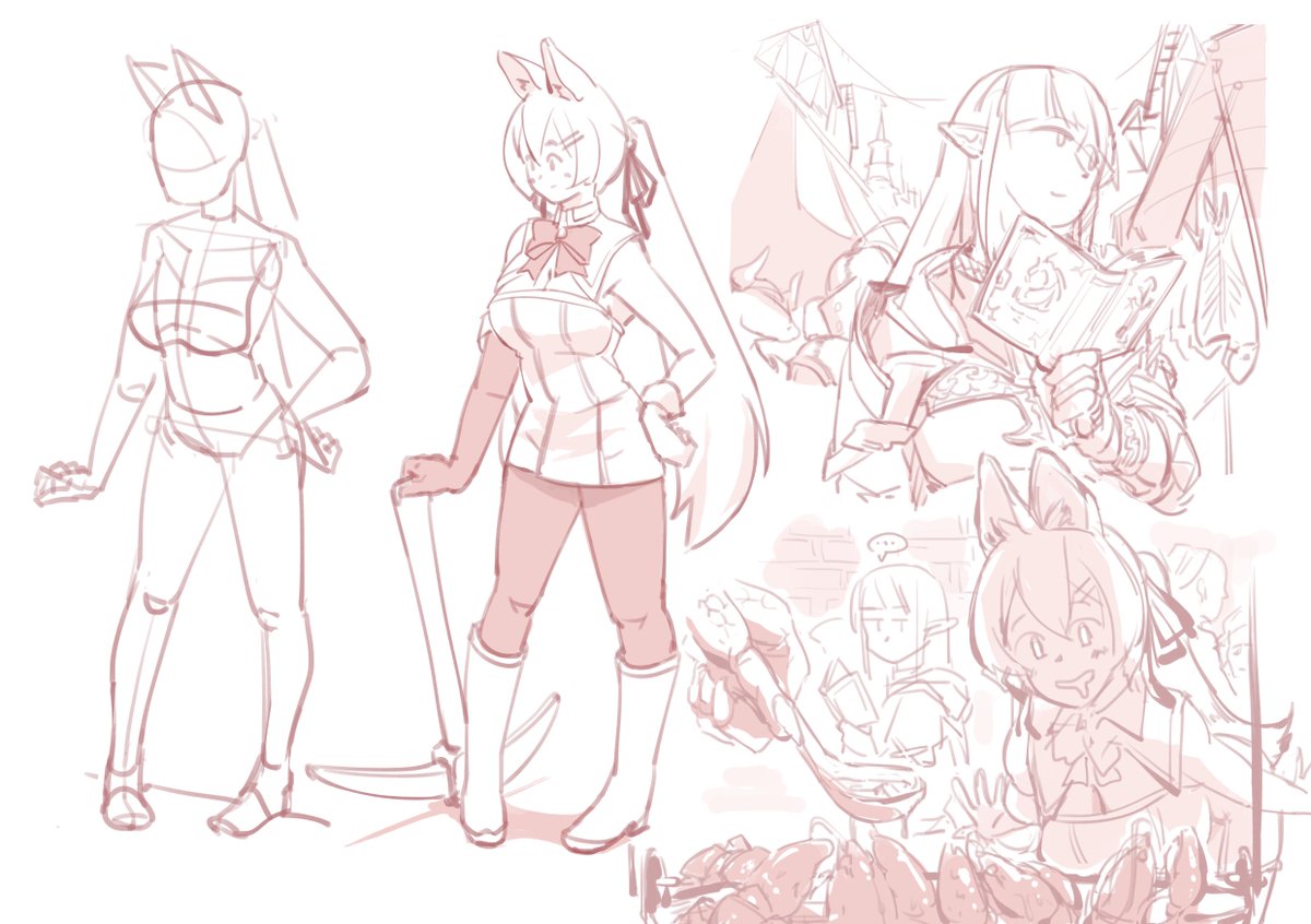 Rongsau_illust's tweet photo. #Artnok #Rluo 這兩天的復健練習內容,基本的骨架跟筆觸,還有一點點的場景,不知道阿洛的創作標籤怎麼加先用頻道名代替一下 #drawing #ラクガキ https://t.co/FQEfCgE9lK