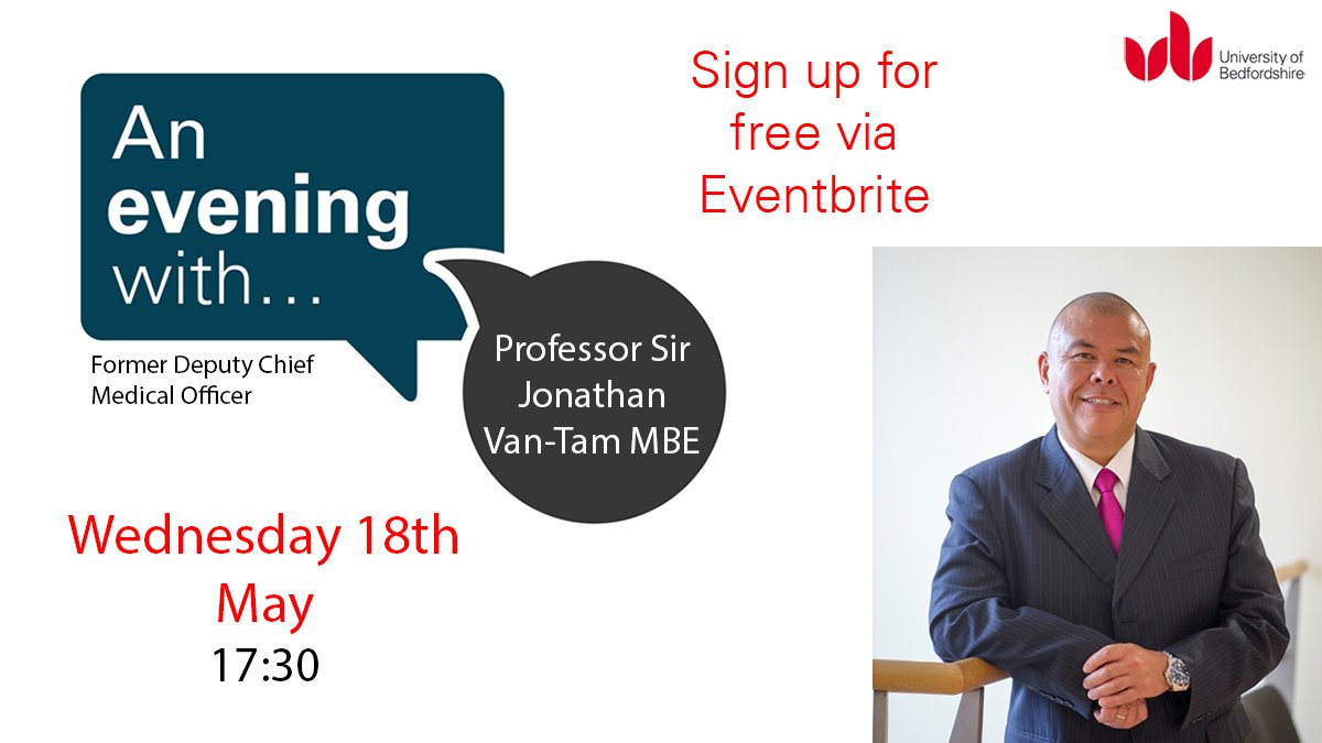 uniofbedsnews's tweet image. Calling all schools and colleges! Do you have students who are aspiring for a career in Health and Social Care? If so, then we have the perfect lecture for you! #AnEveningWithJVT 

Register for this FREE event with Professor Sir Jonathan Van-Tam MBE – bedfordshirevantam.eventbrite.co.uk