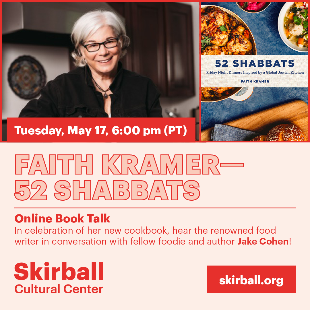 ‼️EVENT REMINDER‼️

Join 52 SHABBATS author Faith Kramer [<a href="/blogappetit/">Faith Kramer says eat something from 52 Shabbats</a>] in *virtual* conversation with <a href="/jakecohen/">Jake Cohen</a> on Tuesday, May 17th at 6pm—in partnership with @Skirball_LA and @NowServingLA!

See you there!