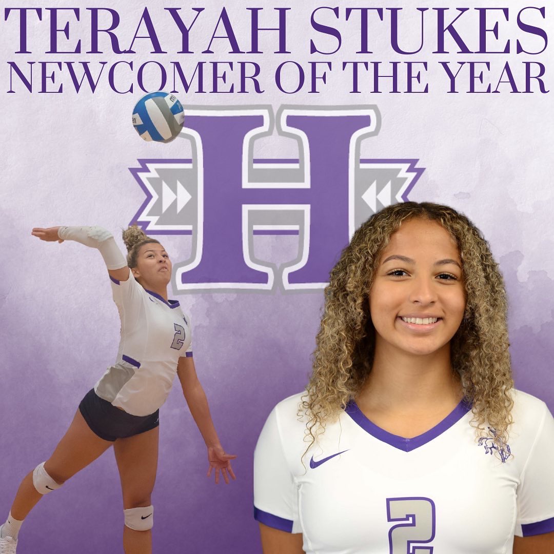 Newcomer of the year goes to the athlete that has excelled on and off
the court in their first year as at NMHU. Congratulations to Terayah Stukes! <a href="/NMHUVolleyball/">NMHU Volleyball</a>