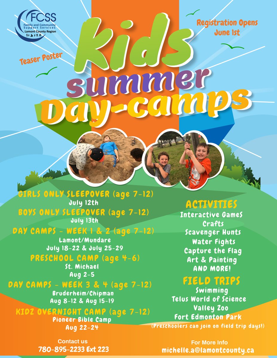 lcountyfcss's tweet photo. Summer Camps teaser poster. Registration will begin June 1st. https://t.co/V8x4nyYvXo