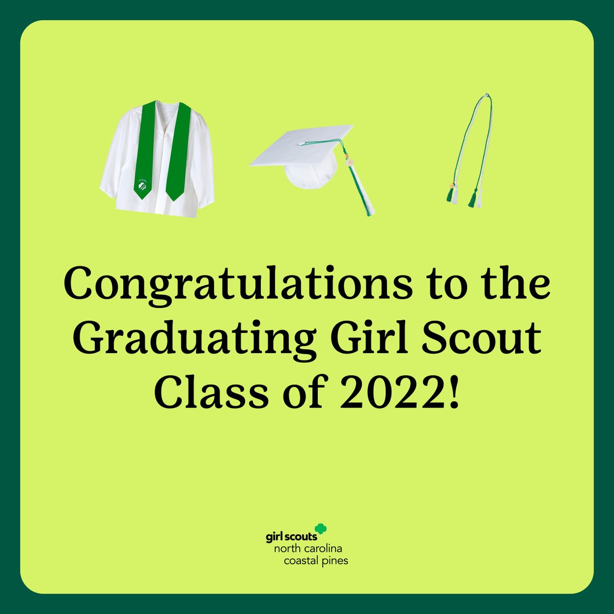 Girl Scouts – North Carolina Coastal Pines would like to congratulate all of our class of 2022 Girl Scout graduates! We are so proud of you and this huge accomplishment, and we know you will do amazing things! Congrats, Girl Scouts! 🎓 🎉 

#graduation #classof2022 #congrats