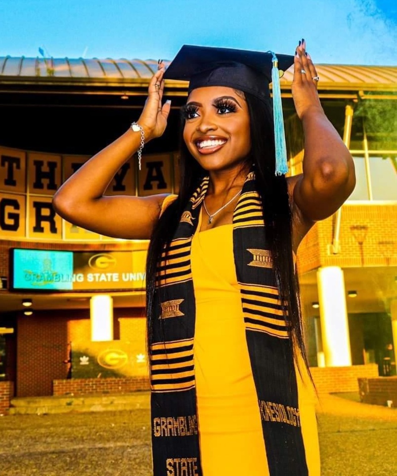 Grambling1901's tweet photo. She crossed the stage with a degree in Kinesology. The ultimate goal is to become a Sports Agent. Kalyn Greer @LeKayyGee told us, “I enjoyed my time at Grambling. I made lifelong friends & went through a few challenges, wouldn’t trade my experience for the world.” #gramgrad22 https://t.co/aJVuhZrWjr