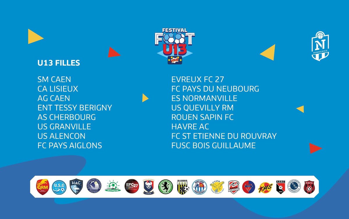 Elles seront 32 équipes Normandes réunies demain à Argentan pour la finale Régionale U13 Pitch 🤩 
Une application est mise en place pour suivre les résultats et l'agenda des rencontres 📲

Toutes les informations ⬇️ 
normandie.fff.fr/simple/festiva…