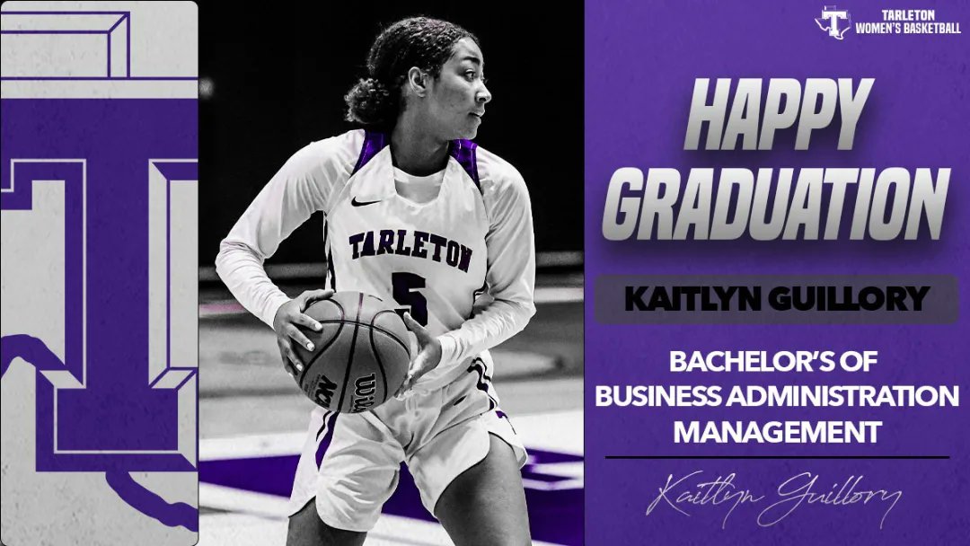 TarletonWBB's tweet photo. A BIG congratulations to @GuilloryKaitlyn on completing her Bachelor's of Business Administration in Management 🎓 🎉

We hope you (and your twin) have a wonderful weekend celebrating! https://t.co/53d8axyRyE