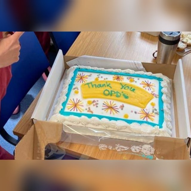 ToniMit88's tweet photo. Thank you @unisontheunion for our cake for ODP day on the 14th of may ❤️ but I think @Costco have made a slight mistake. #ODP #mistake https://t.co/Icd6Elo0G4