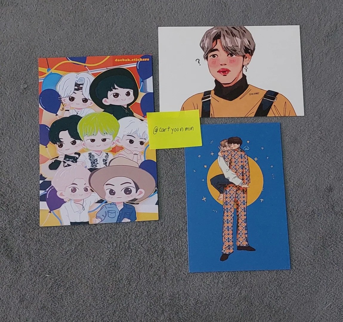 cartyoonmin's tweet photo. wts lfb bts artprint , pc , and stickers from filo artmys (ulsiart, daebak.stickerss, estrellart, and isabi_ph)

- 1.8k for the whole set, dm for indiv price
- 9/10 to mint condi
- other pics / items below https://t.co/NkeUrAA2oa