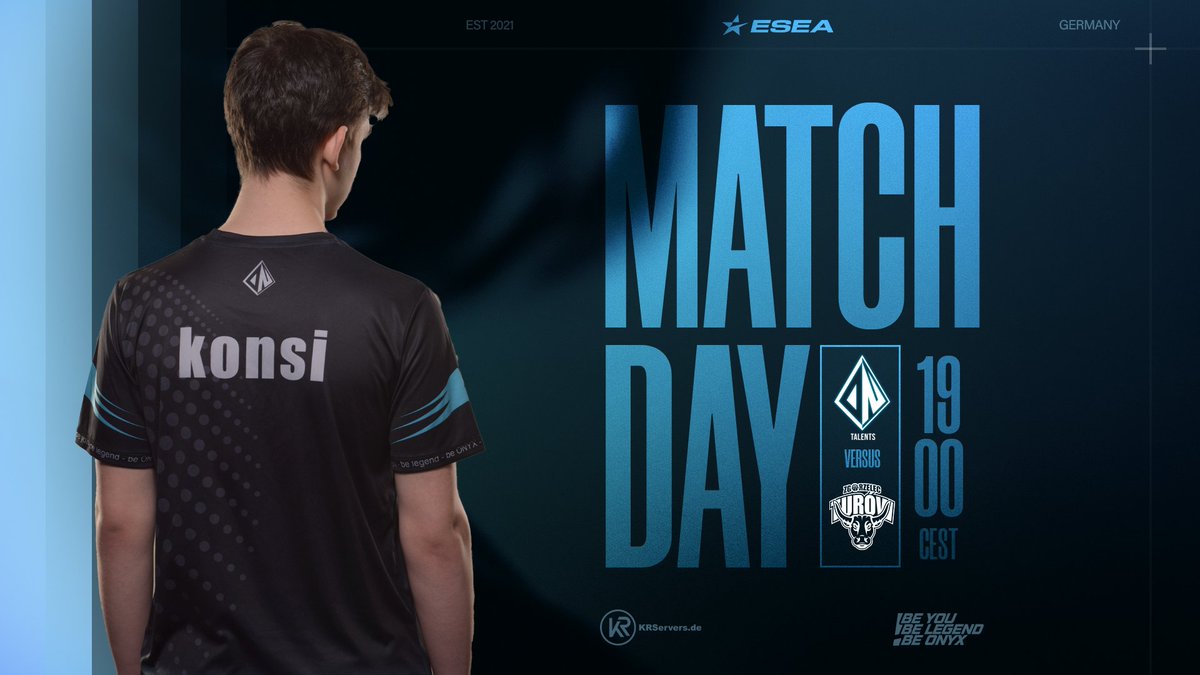 [#TALENTS]
Nach einer Niederlage im gestrigen Spiel, müssen wir auch in der #ESEA Main wieder zum Erfolg finden. Ob uns dies gelingt seht ihr heute! 🔥

🆚 <a href="/PGETurowEsport/">PGE Turów Zgorzelec Esport</a>
🗺️ Mirage
🎙️ <a href="/K4iG_twitch/">Kai - K4iG - Gropp</a> 
📺 twitch.tv/onyx_legends
⏰ 19:00 CEST

#BEONYX #KRServers