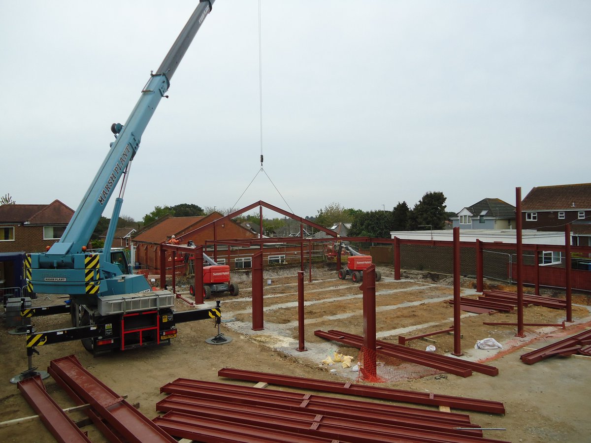 The first Milestone has been reached with the erection of the structural frame on this project for Gateway Church in Poole. #Considerateconstructors #dorsetbusiness #Church #poole #Gateway #CharteredBuildingCompany #community #team