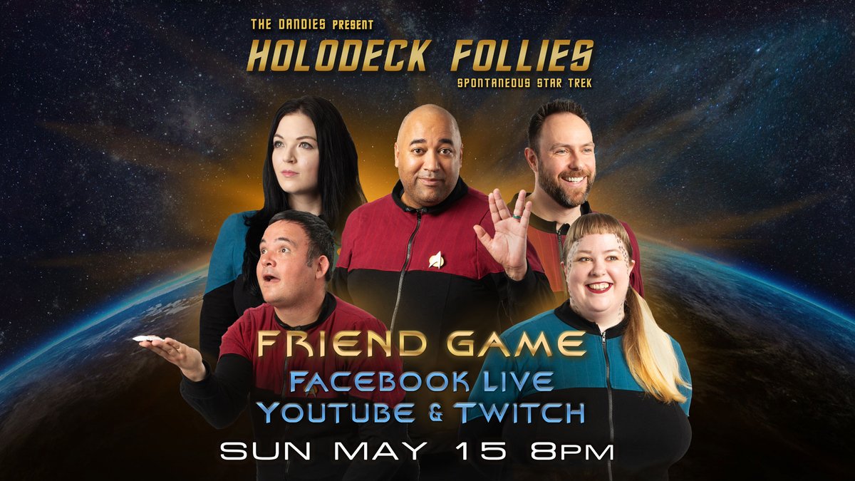 Join us for the SEASON FINALE of Holodeck Follies!!

Sunday at 8pm EST

Streaming on:
YouTube - tinyurl.com/TheDandiesYouT…
Twitch - twitch.tv/improvdandies
Facebook - facebook.com/improvdandies/

#geek #improv #comedy #geekcomedy #show #StarTrek #trek #space #trekkie #TheOrville #LLAP