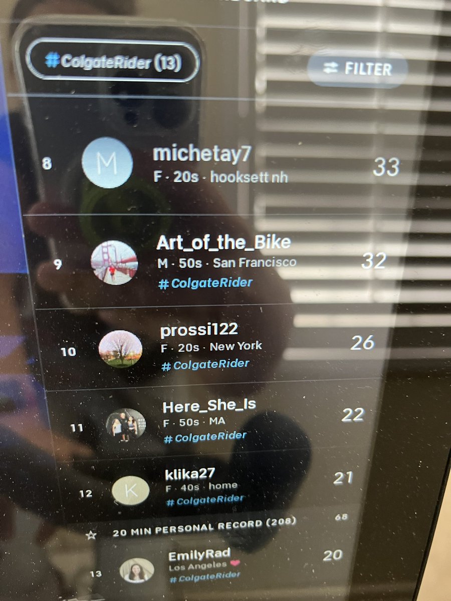 eraiber's tweet photo. So much fun! #ColgateDay @onepeloton ride with 13 riders! @colgateuniv @beckybye https://t.co/8Uo2t3tLSF