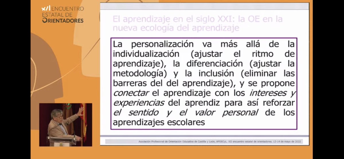 "El gran reto es conectar el aprendizaje con los intereses del aprendiz" César Coll. #orientadoresburgos2022