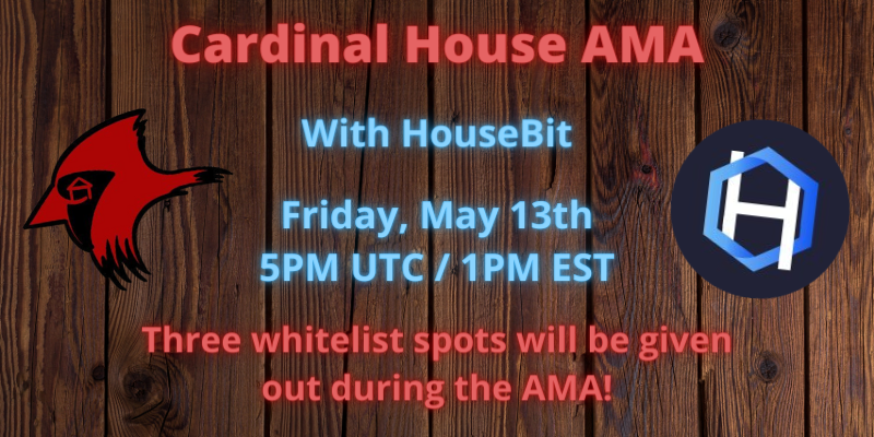 CardinalHouse1's tweet photo. Our AMA with @realHouseBit starts in one hour!

Join our Discord to tune in! https://t.co/EbIowOsqbQ