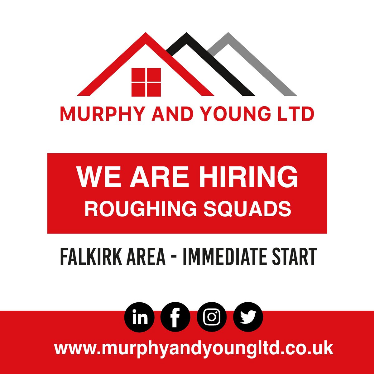 Roughing squads required for houses and cottage flats 

• Immediate Start
• Fully loaded plots 
• Falkirk area 
• Minimum blue CSCS card 
• Long term work 

Call Mick for information on 07593 648659