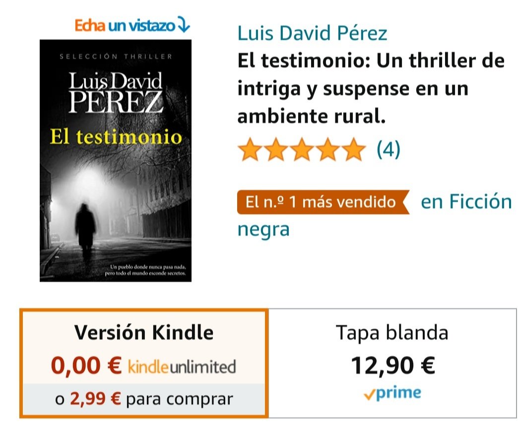 Gracias por el apoyo que le estáis brindando a la novela.
Hoy luce en los primeros puestos de su categoría.

¿La quieres leer?
amzn.to/3y9cpJD

#eltestimonio
#premioliterario2022
#pla2022 
#bookstagram 
#kindleunlimited