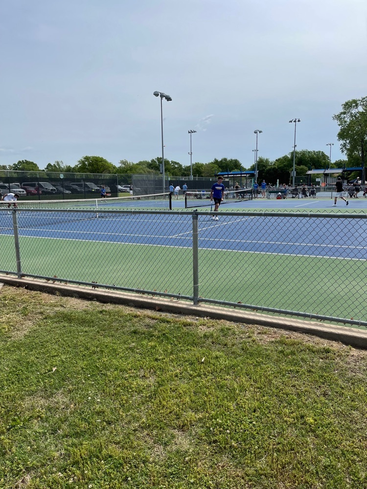 State Tennis opening ceremonies completed and Tanner Nolting competing down 1-3 in the first set. Go Vikes!