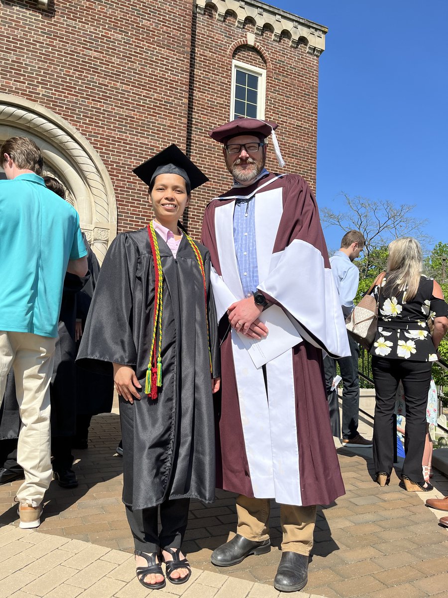 bellarminetheo's tweet photo. Congratulations to Dominican Sr. Phuong Pham (pictured here with Professor @gregorykhillis after the baccalaureate Mass), who will be graduating tomorrow with a degree in Sociology as well as Theology &amp; Religious Studies https://t.co/x7ciBRQhlV
