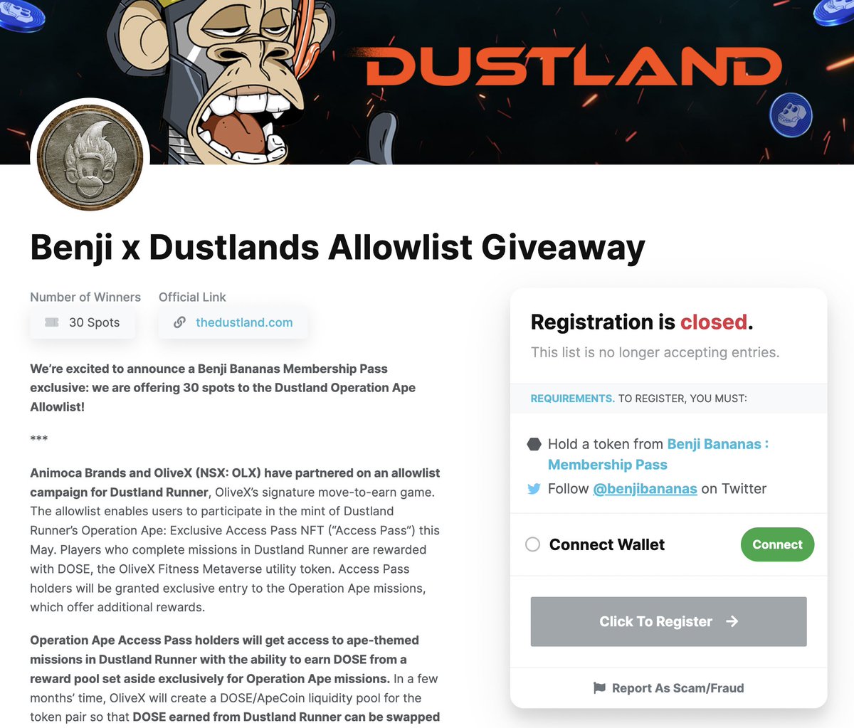 nftzzang's tweet photo. @BenjiBananas @the_dustland @DOSEToken Hey 
Why is registration already closed? https://t.co/TTzT15qbj9
