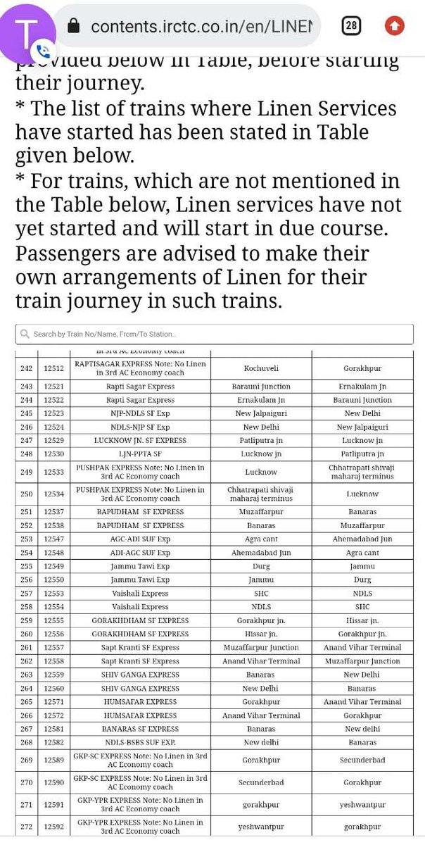 ShimangSingh's tweet photo. @RailwaySeva I checked the same on the link,
12522 Rapti Sagar express have bedroll but same is not provided in the train.
My grandmother is travelling without linen.  Please take proper action and provide the same https://t.co/HiV98FQBZN