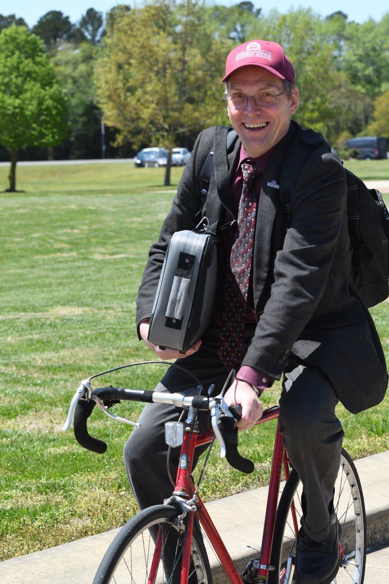 Next week is #BikeToWorkWeek!  Take the opportunity to jump on a bike instead of in a car.  You can get some exercise while helping the environment.  Some of our faculty can be seen cycling around #UMES' beautiful campus.