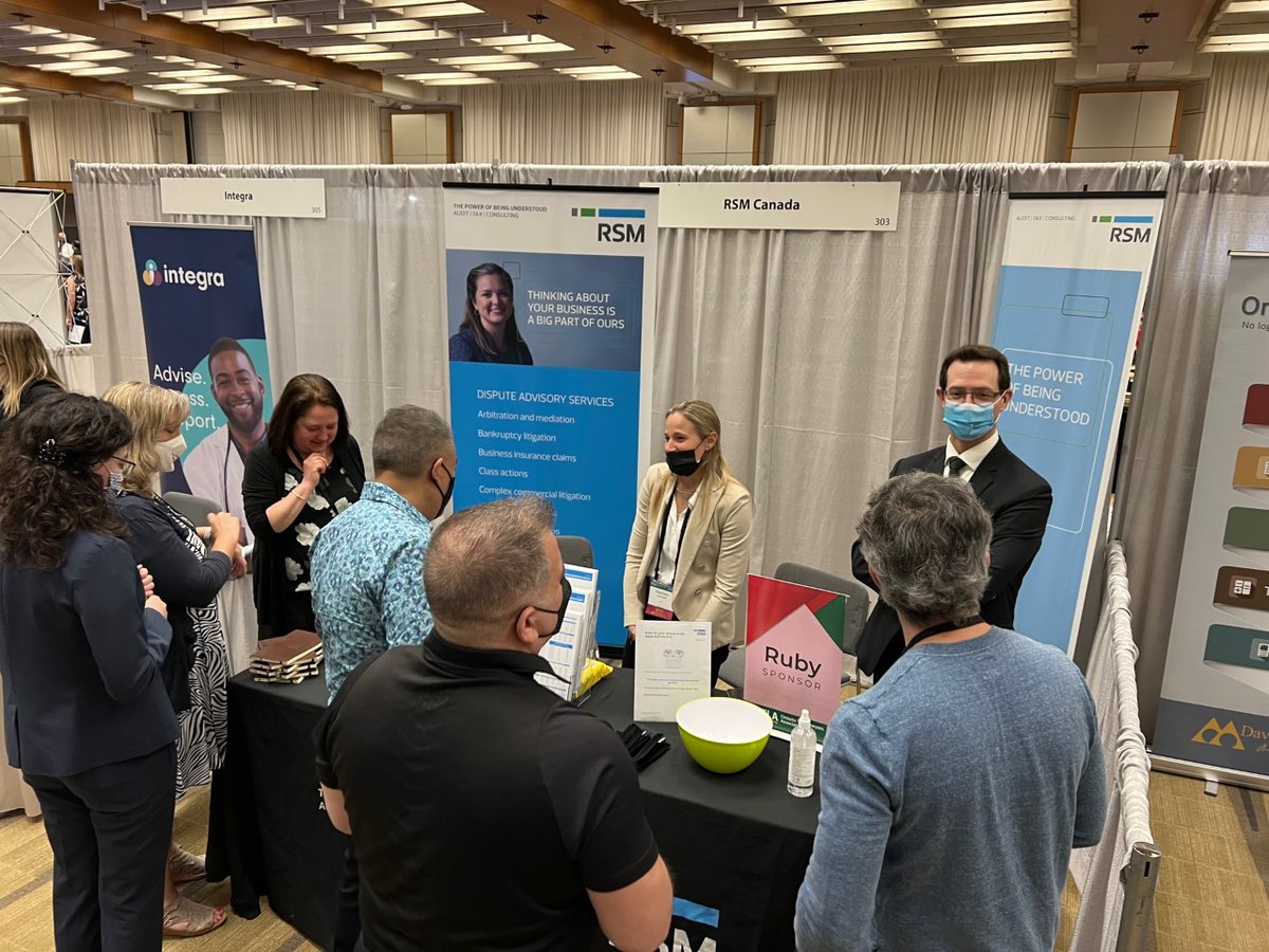 OntarioTLA's tweet photo. Lunch Time! Swing by our sponsor & exhibit hall while you have a few minutes. While you are there, make sure you visit booth 303 and say “Hi” to the team with @RSM_Canada. RSM is a 2022 Ruby Sponsor #OTLASpringConf https://t.co/Q4yVsI0win