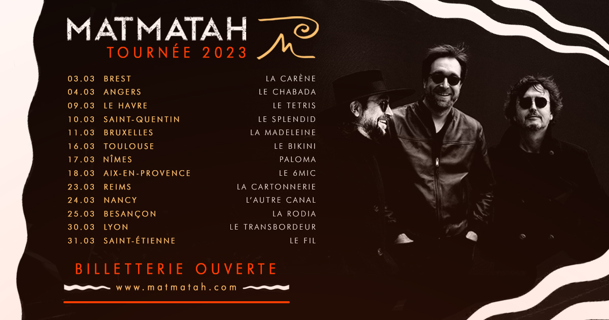 Votre engouement nous réjouit ! Merci à toutes et à tous pour vos commentaires et réactions.
N’oubliez pas d’aller sur le site matmatah.com pour avoir toutes les infos à venir ! Et à très bientôt 😊
<a href="/UptonPark/">UPTON PARK</a> <a href="/ArsenalProd/">Marc Ribette</a> <a href="/IntersectionOff/">Intersection</a>