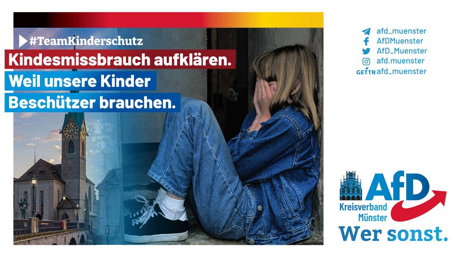 Auf Wunsch vieler Bürger: "Engagement gegen Kinderschänder noch mehr als bisher fördern!" 

Versprochen! 
#AfD #NRW ließ #TeamKinderschutz nie im Stich, rüttelte wegen #Münster, Lügde &amp; Bergisch Gladbach auf. youtube.com/watch?v=5-H2XI… 

Wählt #AfDNRW!📢 #Kinderkongress #nrwwahl2022