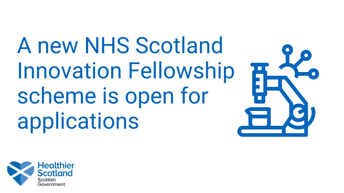Can you help improve the quality, efficiency and sustainability of healthcare? #Innovation Fellowships are now open to applications from clinical staff across NHS Scotland. 
Find out more at bit.ly/NHSInnovationF…