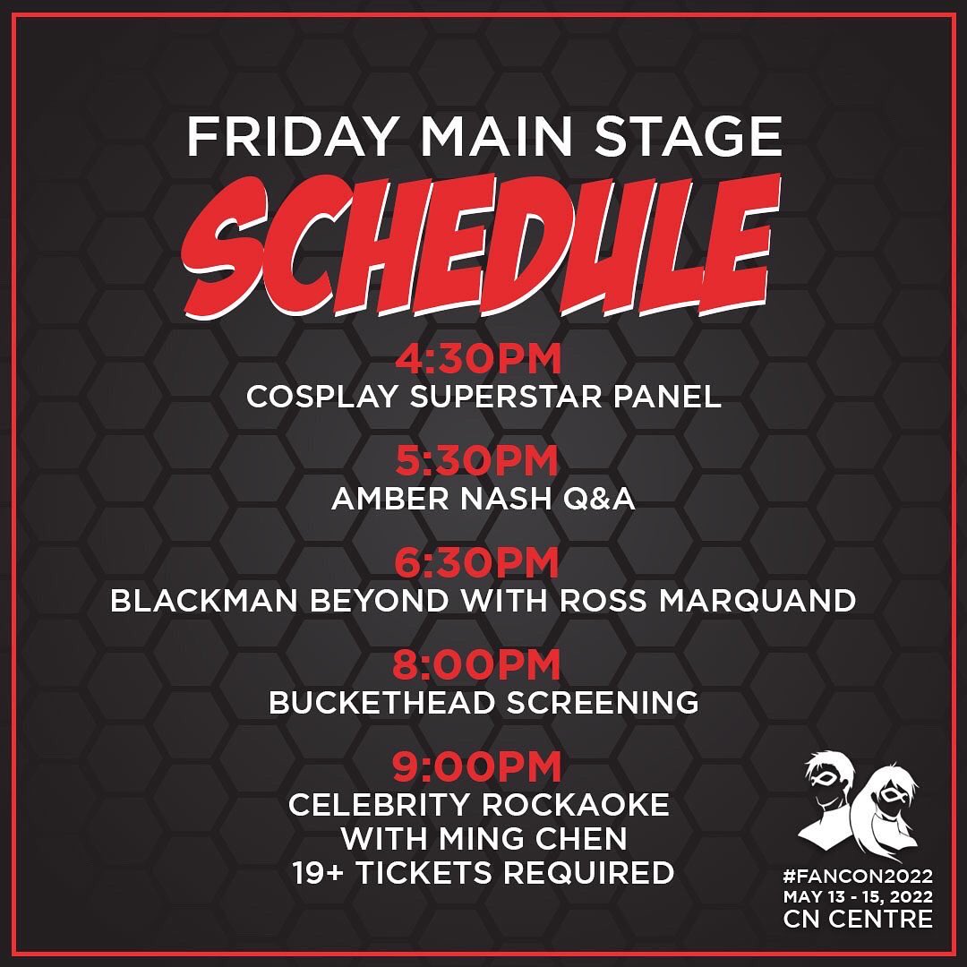 northernfancon's tweet photo. Are you ready PG? Doors open at 3PM for VIP &amp; 4PM for gen admission to the geekiest weekend in the North! Here's our full lineup for today! Tag us in your socials &amp; if you still need tix get em here: https://t.co/0tUOnnMphq 
#NorthernFanCon #cityofPG #FanCon7 #Fridaythe13th https://t.co/Hy5vfBGoSS