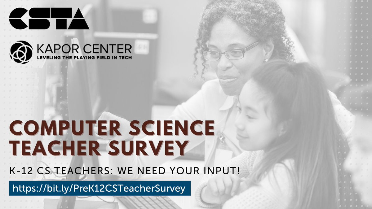 Calling all K-12 CS teachers! Spend a few minutes of your time to complete this survey from @csteachersorg and the @KaporCenter. 👇👇👇 https://t.co/2JQpzjkYnY