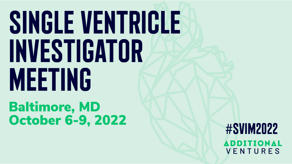 AdditionalVent's tweet photo. Don't miss out!! ONE WEEK LEFT to submit your #SVIM2022 abstracts for the #SingleVentricle Investigator Meeting this Fall! #biomedical #research #conference
We're accepting abstracts across all areas of our #ResearchRoadmap ... submit yours by May 20! โก๏ธhttps://t.co/zKYEQv4cls https://t.co/ZTcC47Kej7
