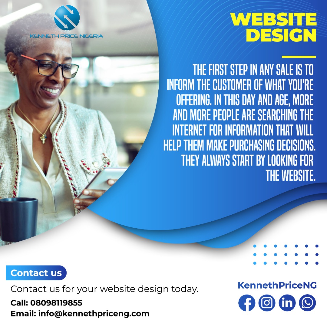 WhoBeDatEsosa's tweet photo. The first step in any sale is to inform the customer of what you're offering. In this day and age, more and more people are searching the internet for information that will help them make purchasing decisions. They always start by looking for the website https://t.co/9ELKsWVyH4