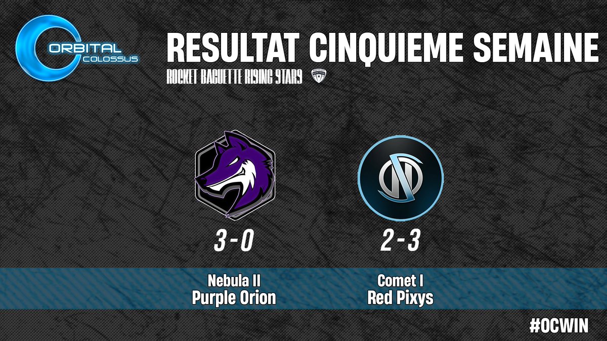 Salut tout le monde !
Voici nos résultats de la 5ème semaine des rbrs :

#OCwin #OrbitalColossus #RBRS