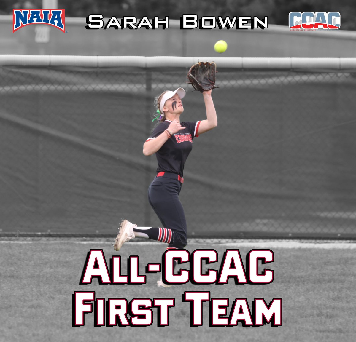 SXUAthletics's tweet photo. Congrats to Sarah Bowen on being named All-CCAC First Team! #GoCougs🐾🥎 #WeAreSXU https://t.co/q2l0Uy9xlG