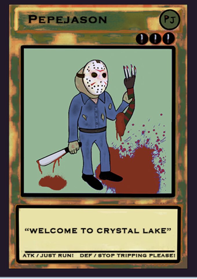 xpepeworld's tweet photo. 🔪Friday the 13th Special! PEPEJASONV is ON SALE for ONLY .00025 BTC! (Under $10 USD) #btc #btcart #xchaincounterparty #xchain #pepefam 

🔪🔪🔪🔪🔪🔪

https://t.co/dqQ2EFoASn https://t.co/DfypHtRQP6