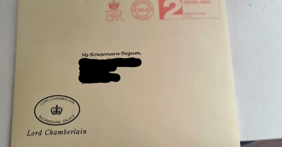 rowsonarabegum's tweet photo. I'm grateful to receive an invitation to Her Majesty the Queen's Royal Garden Party at Buckingham Palace. This is in recognition of my services via @TakeawaySaffron to the local community &amp; other voluntary work during COVID-19. Such a privilege and honour to receive this 😊🇬🇧🏰 https://t.co/DuJ6wthtr8