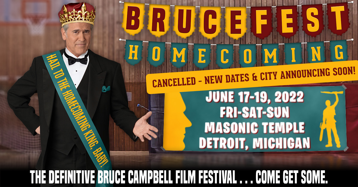 BruceFestOffcl's tweet image. Dear Bruce Fans, we have a less than groovy announcement – due to a scheduling conflict BruceFest Detroit has been cancelled. In more groovy news, we're announcing a new BruceFest with location + dates soon! So listen up, screwheads – The Chin is coming back + news is coming soon