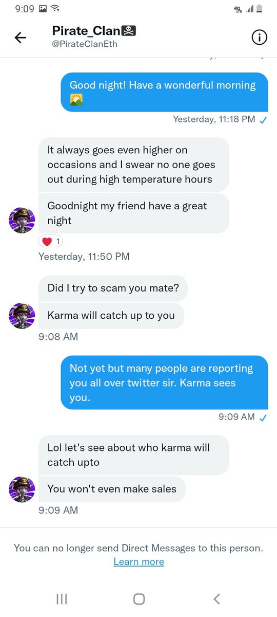 Indigonynja's tweet photo. Glad to have known the scam and seen other people reporting this account (@PirateClanEth) What a jerk🤣. Anyways if anyone is actually interested in my work please check it out on https://t.co/8Oqv73d8CB. https://t.co/8bGE3kceVF