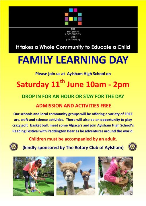 AylshamClub's tweet photo. After two years break due to lockdowns we are delighted to be once again sponsoring The Aylsham Community Trust Family Learning Day. https://t.co/yEpX7Sncsf